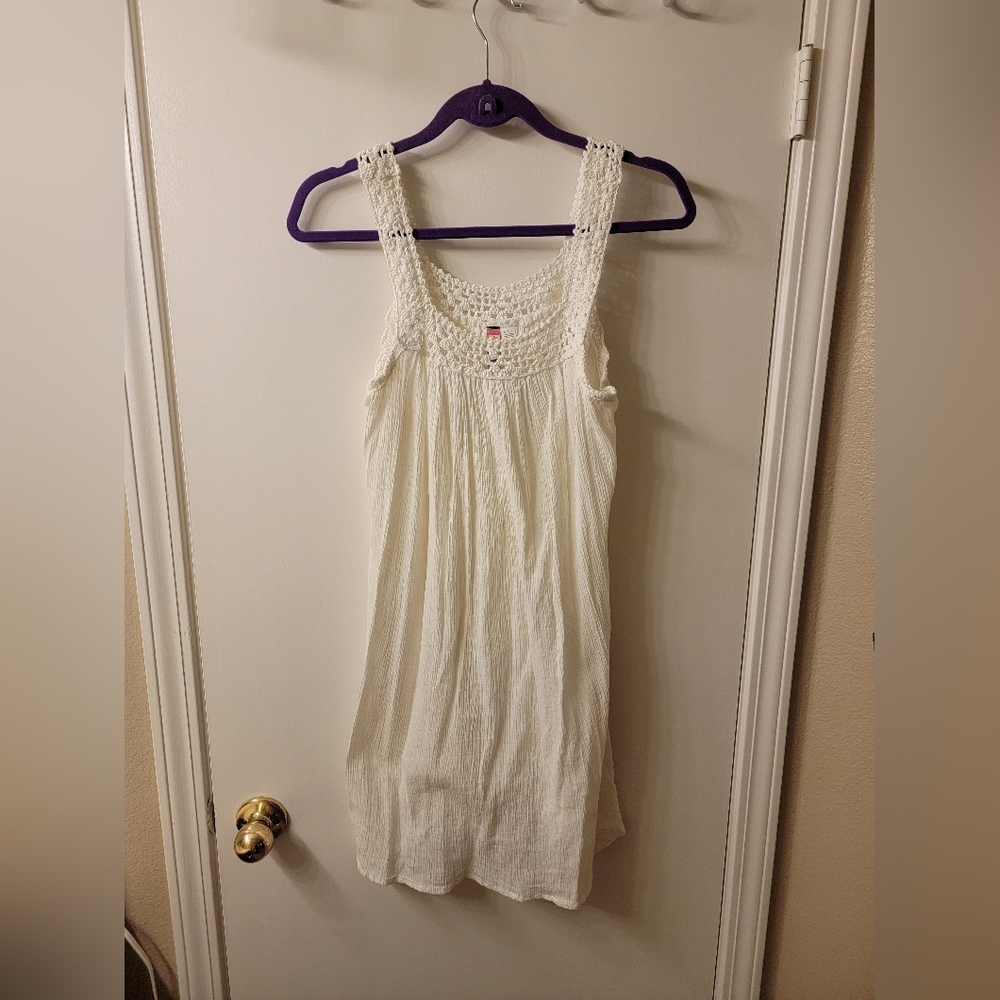 Roxy Women’s Flounce Trim Crochet Strap Dress - White - Size Large